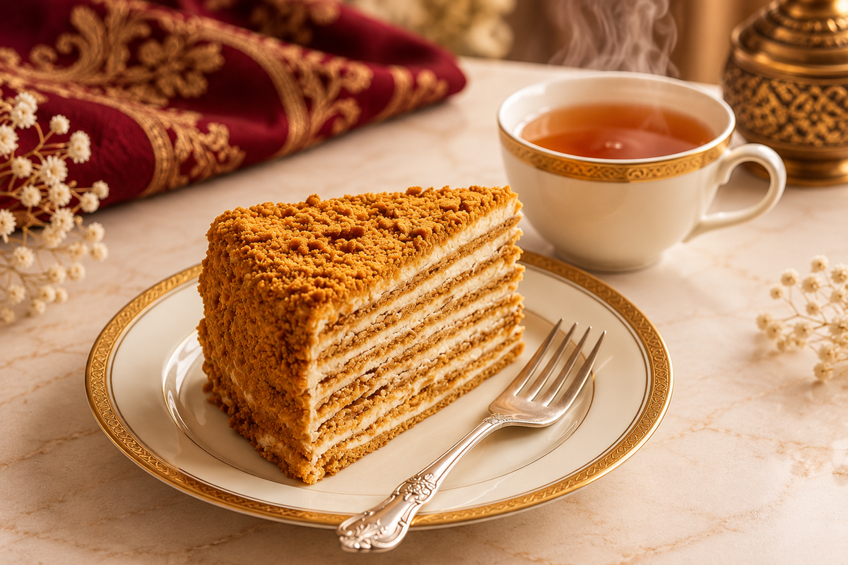 Medovik — Classic Layered Honey Cake - Մեղրով Տորթ
