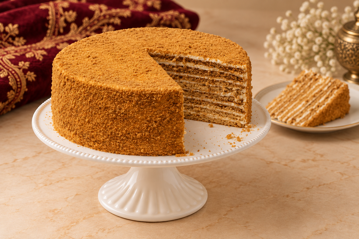 Medovik — Classic Layered Honey Cake - Մեղրով Տորթ