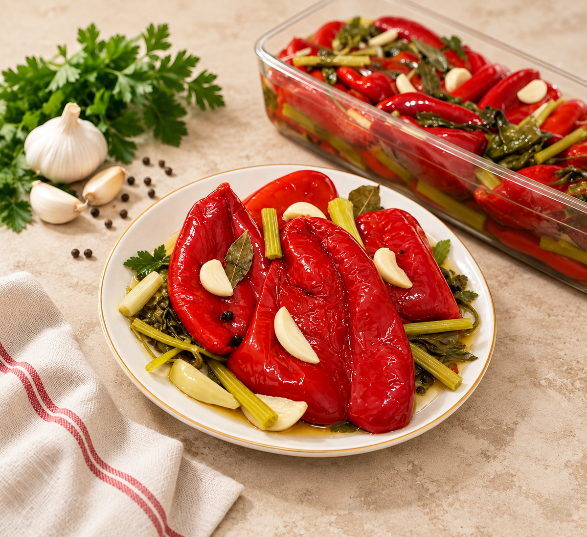 Marinated Red Peppers - Մարինացված կարմիր բիբարներ
